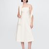 Midikleid aus Leinenmischung mit Wellenkante