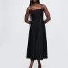 Midikleid aus Leinenmischung mit Wellenkante