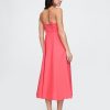 Midikleid aus Leinenmischung mit Wellenkante