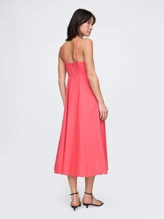 Midikleid aus Leinenmischung mit Wellenkante
