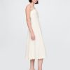 Midikleid aus Leinenmischung mit Wellenkante