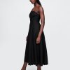Midikleid aus Leinenmischung mit Wellenkante