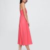 Midikleid aus Leinenmischung mit Wellenkante