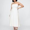 Midikleid aus Leinenmischung mit Wellenkante