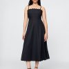 Midikleid aus Leinenmischung mit Wellenkante