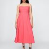 Midikleid aus Leinenmischung mit Wellenkante
