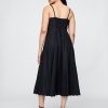 Midikleid aus Leinenmischung mit Wellenkante