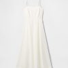 Midikleid aus Leinenmischung mit Wellenkante