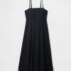 Midikleid aus Leinenmischung mit Wellenkante