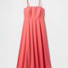 Midikleid aus Leinenmischung mit Wellenkante