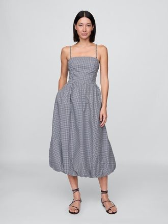Midikleid aus Popeline mit Vichy-Karomuster