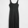 Midikleid mit Knopfleiste und Nähten