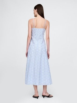 Midikleid mit Ösen und V-Ausschnitt