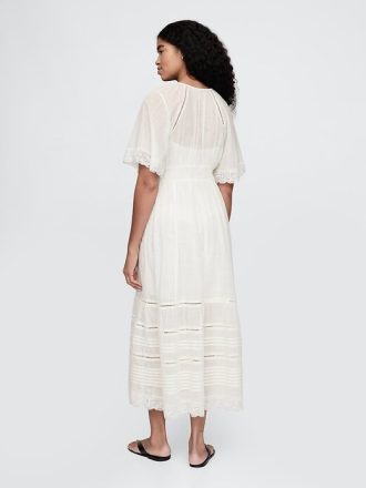 Midikleid mit Spitzenbesatz