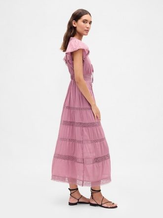 Midikleid mit Spitzenbesatz