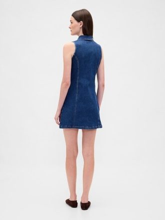 Mini-Etuikleid aus Denim mit Kragen