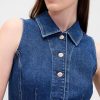 Mini-Etuikleid aus Denim mit Kragen