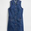Mini-Etuikleid aus Denim mit Kragen