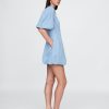Mini-Hemdkleid aus Denim mit Bubble-Print Mini-Hemdkleid aus Denim mit Bubble-Print
