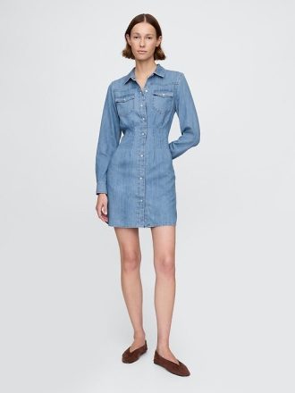 Mini-Hemdkleid aus Western-Denim