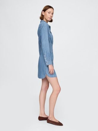Mini-Hemdkleid aus Western-Denim