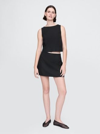 Mini-Skort aus Leinenmischung