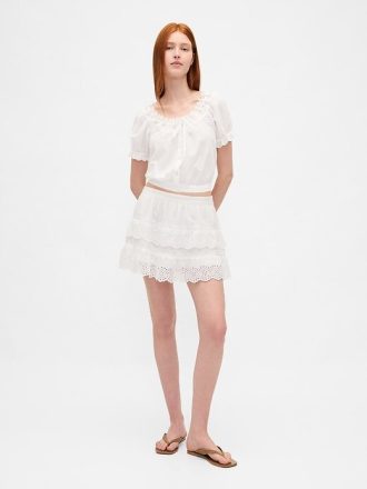 Mini-Skort mit Ösenrüschen