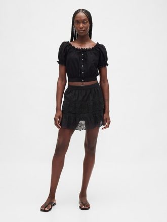 Mini-Skort mit Ösenrüschen