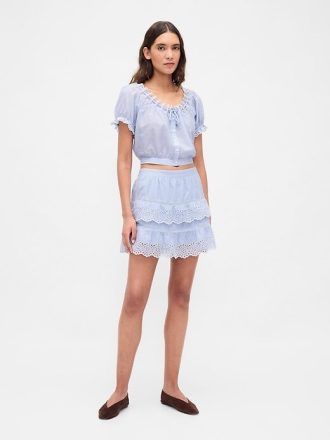 Mini-Skort mit Ösenrüschen