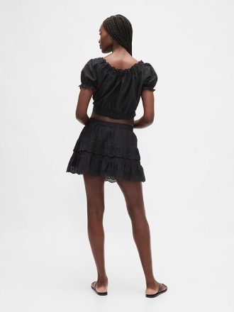 Mini-Skort mit Ösenrüschen