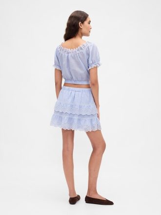Mini-Skort mit Ösenrüschen