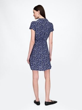 Minikleid aus Crêpe mit Blumenmuster