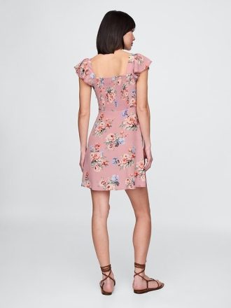 Minikleid aus Crêpe mit Flatterärmeln