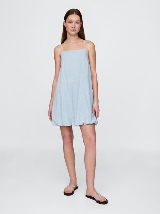 Minikleid aus Denim mit Blasenmuster