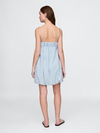 Minikleid aus Denim mit Blasenmuster