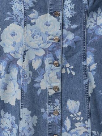 Minikleid aus Denim mit Blumenmuster