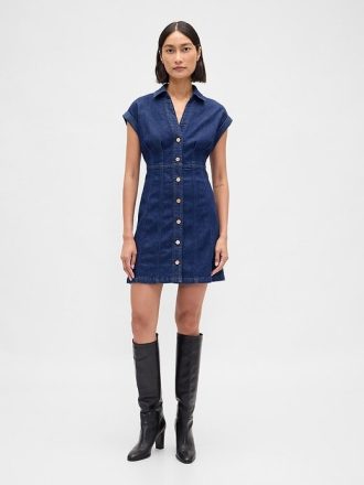 Minikleid aus Denim mit Nähten
