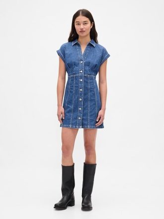 Minikleid aus Denim mit Nähten