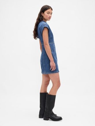 Minikleid aus Denim mit Nähten