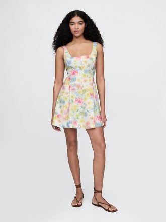 Minikleid aus Leinenmischung