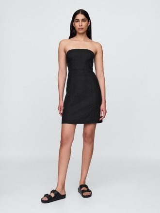 Minikleid aus Leinenmischung