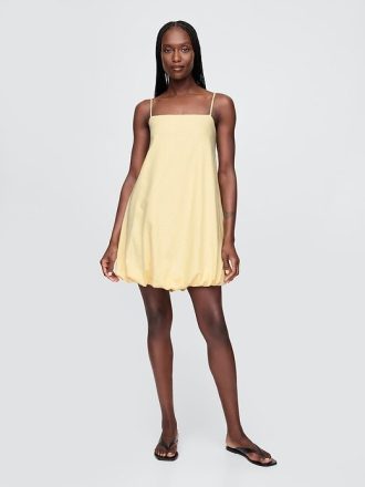 Minikleid aus Leinenmischung mit Ballonärmeln