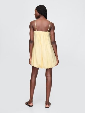 Minikleid aus Leinenmischung mit Ballonärmeln