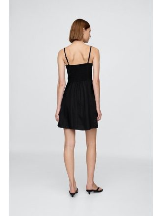 Minikleid aus Leinenmischung mit gerafftem Oberteil