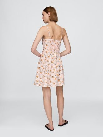 Minikleid aus Leinenmischung mit gerafftem Oberteil