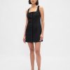 Minikleid aus Leinenmischung mit Knopfleiste vorne Minikleid aus Leinenmischung mit Knopfleiste vorne