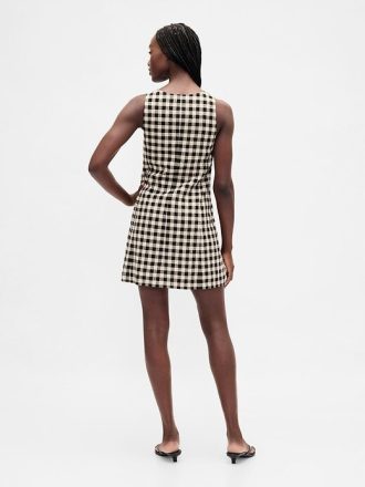 Minikleid aus Leinenmischung mit Knopfleiste vorne
