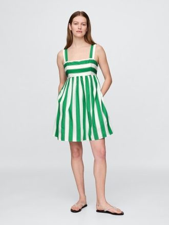 Minikleid aus Popeline mit Bindeband hinten