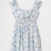 Minikleid mit gesmokter Taille und Bindeband vorn Minikleid mit gesmokter Taille und Bindeband vorn