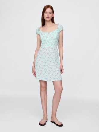 Minikleid mit Puffärmeln und Herzausschnitt